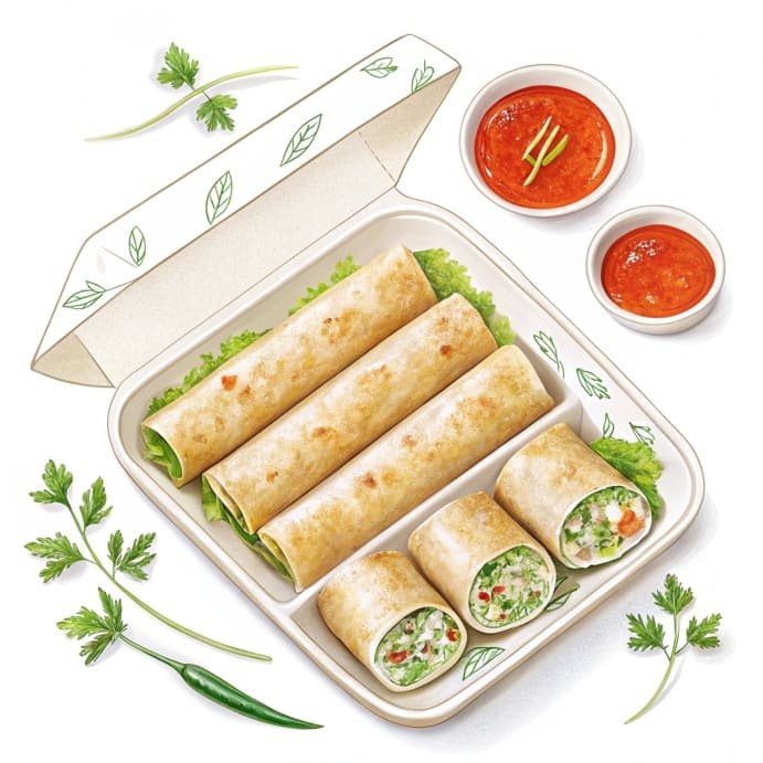 Un plat de six nems à emporter